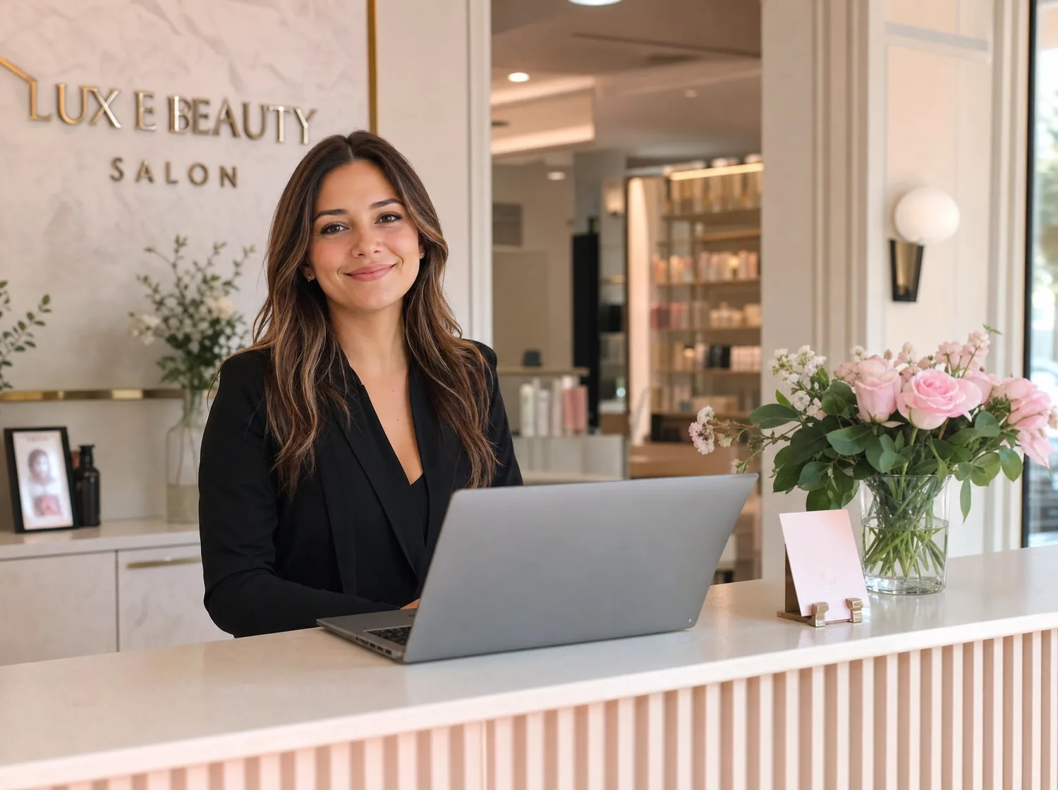 Güler yüzlü salon resepsiyonisti
